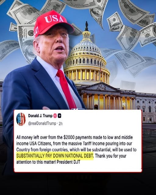 Trump says tariff revenue to fund $2K checks for Americans, lower nation’s $38T debt